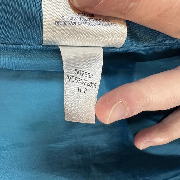 Lands End Down Puffer Coat Women's M 10-12 Blue Faux Fur Hood Quilted Long Parka - Picture 7 of 10